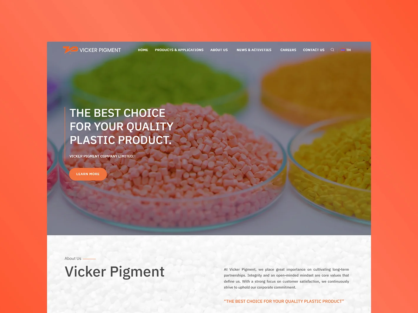 ตัวอย่างผลงาน ออกแบบเว็บไซต์ ผลิตสีและเคมีภัณฑ์ Vicker Pigment | KMJ Cloud