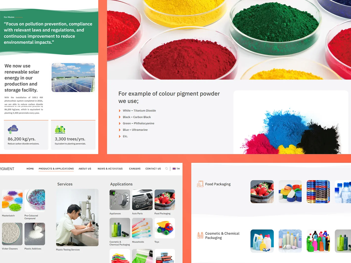 ตัวอย่างผลงาน ออกแบบเว็บไซต์ ผลิตสีและเคมีภัณฑ์ Vicker Pigment | KMJ Cloud